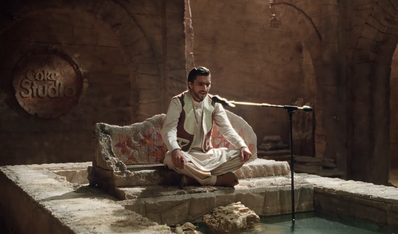 This screengrab, taken from a video released by Coke Studio Pakistan on July 4, 2024, shows Pakistani shepherd Nizam ud Din Torwali, 20, featured in Coke Studio song ‘Mehmaan’ along with Zeb Bangash and 18-year-old viral sensation Noorima Rehan. (Photo courtesy: YouTube/@cokestudio)