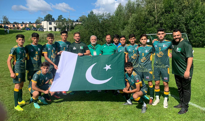 Pakistan street football team gestures after beating Norway’s Astor Footballklubb during the Norway Cup in Oslo on July 28, 2024. (Photo courtesy: Maidaan/File)