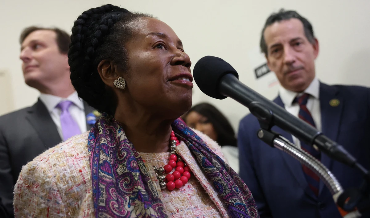 US Rep. Sheila Jackson Lee (D-TX) speaks to reporters as she is joined by fellow House Democrats in the Rayburn House Office Building on December 13, 2023 in Washington, DC. (AFP/File)