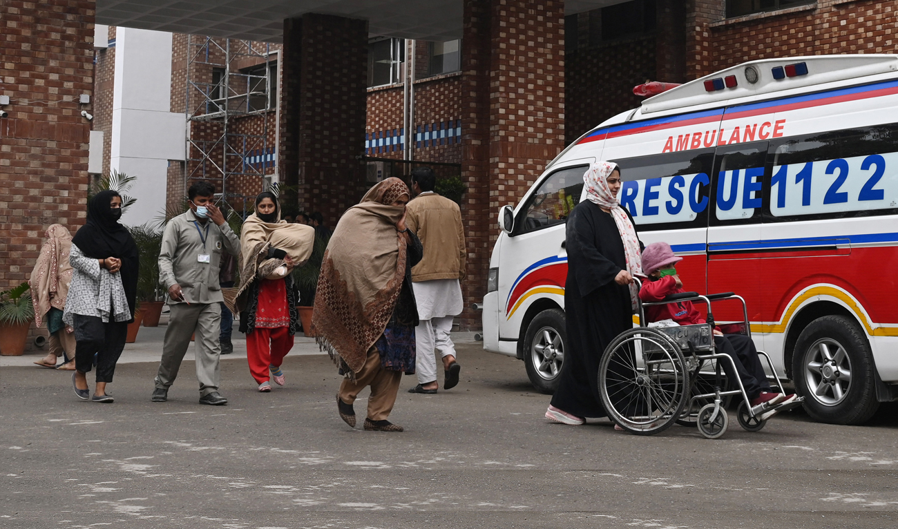 Patients walk outside Children's Hospital emergency block can be seen in this image on January 31, 2024. (AFP/File)