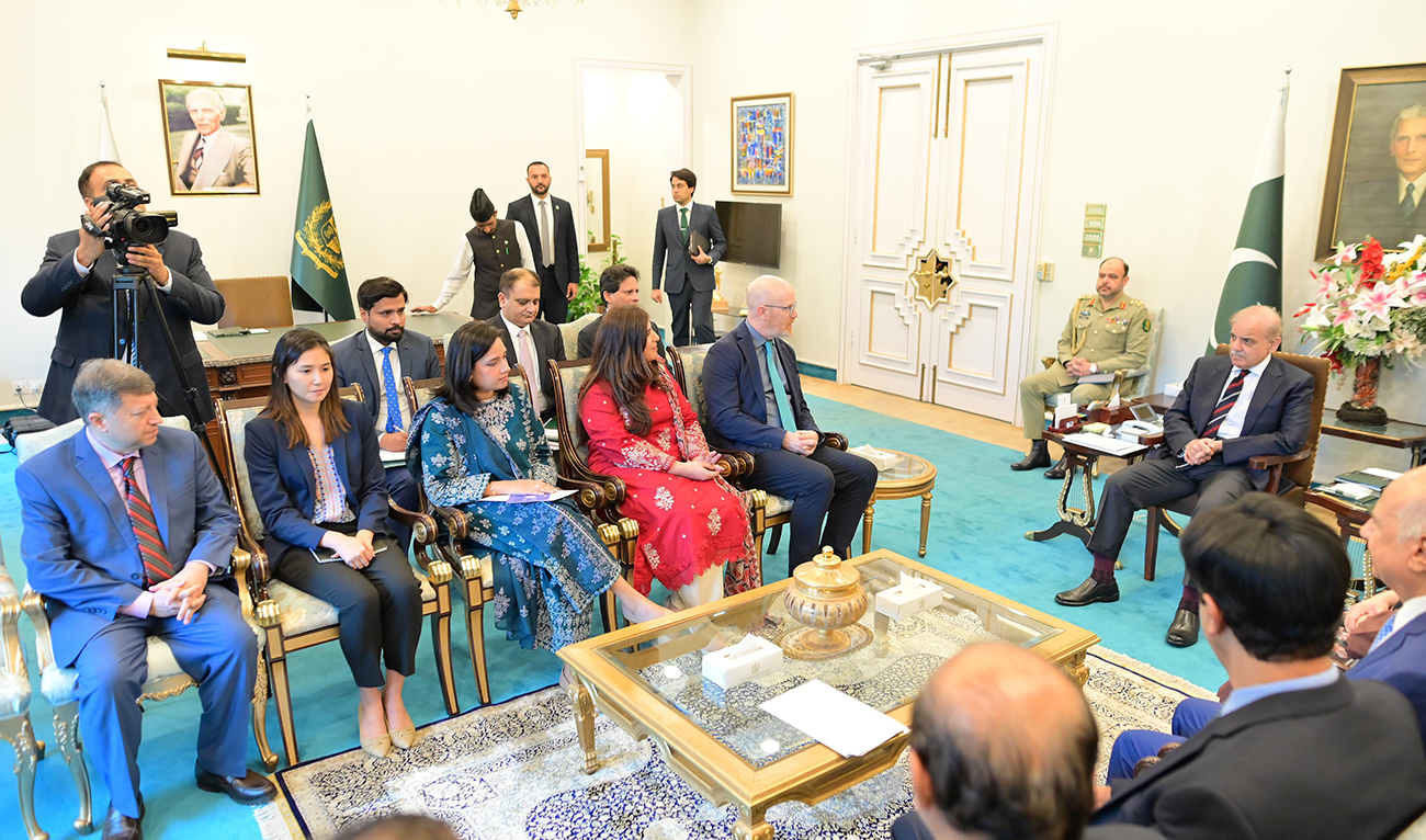 Prime Minister Shehbaz Sharif in a meeting with a delegation of Meta in Islamabad, Pakistan on August 20, 2024. (PMO)