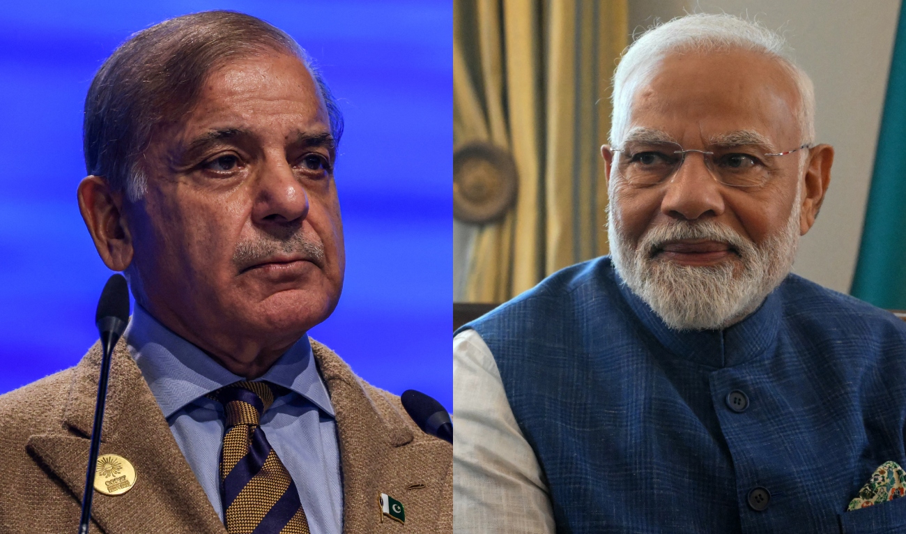 The collage of images created on August 29, 2024, shows Pakistan Prime Minister Shehbaz Sharif (left) and his Indian premier Narendra Modi. (AFP/File)