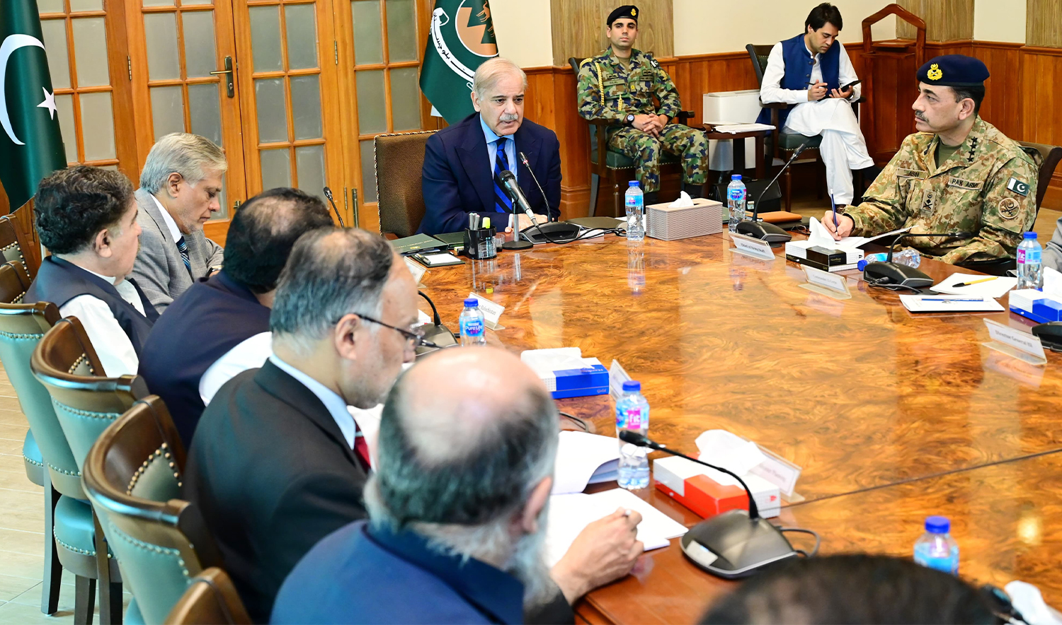 Pakistan Prime Minister Shehbaz Sharif (second right) chairs a session of the Apex Committee of the National Action Plan in Quetta, Pakistan on August 29, 2024. (Government of Pakistan)