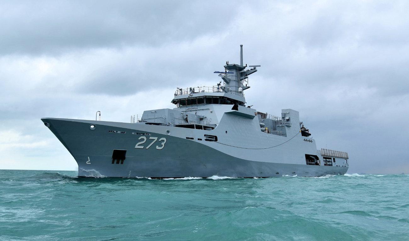 In this handout photograph, taken and released by Pakistan Navy on August 30, 2024, Pakistan Navy’s warship Hunain arrives at Karachi port in Karachi. (Photo courtesy: Pakistan Navy)