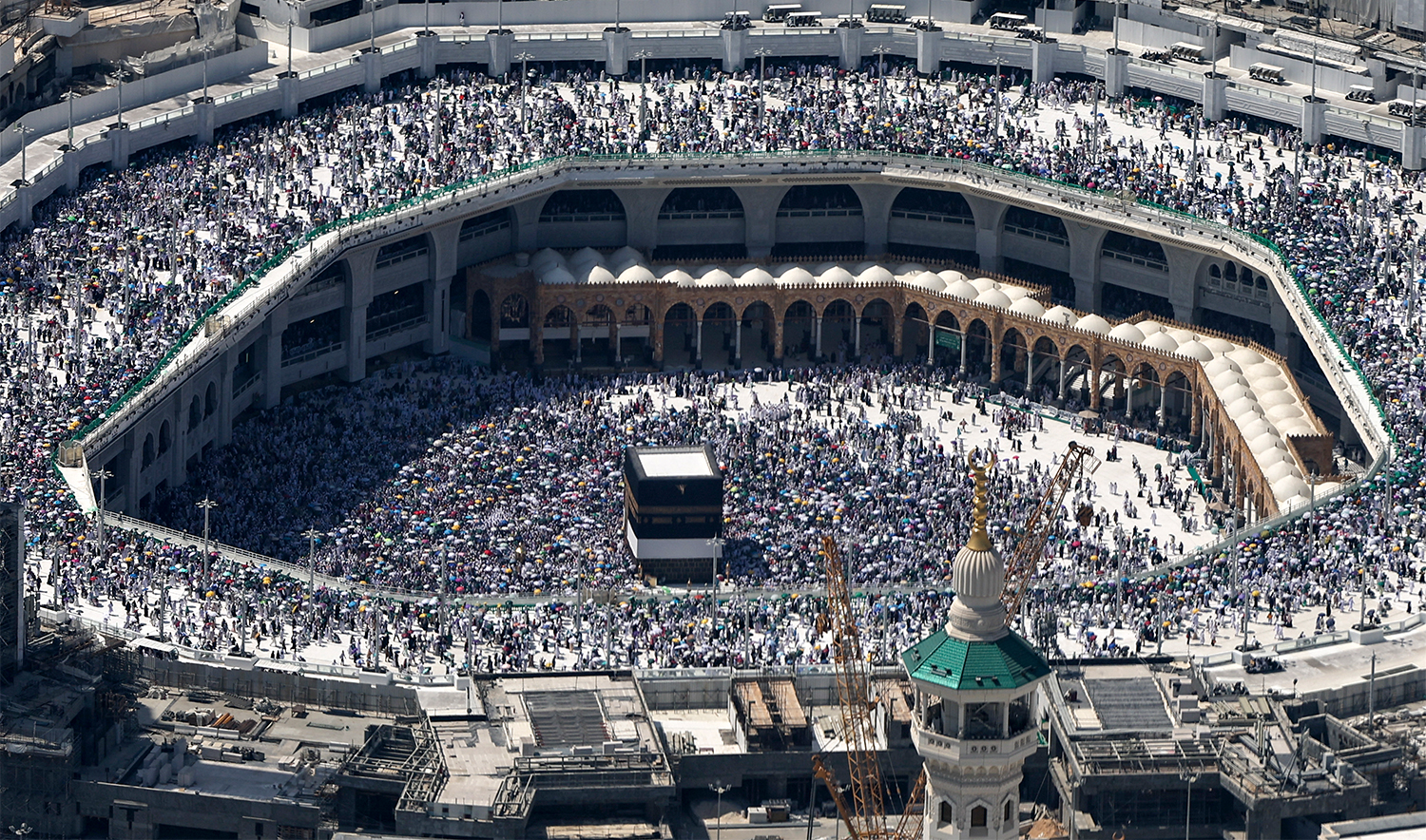 An aerial view shows Makkah's Grand Mosque with the Kaaba, Islam's holiest site in the centre on June 17, 2024, during the annual hajj pilgrimage. (AFP/File)