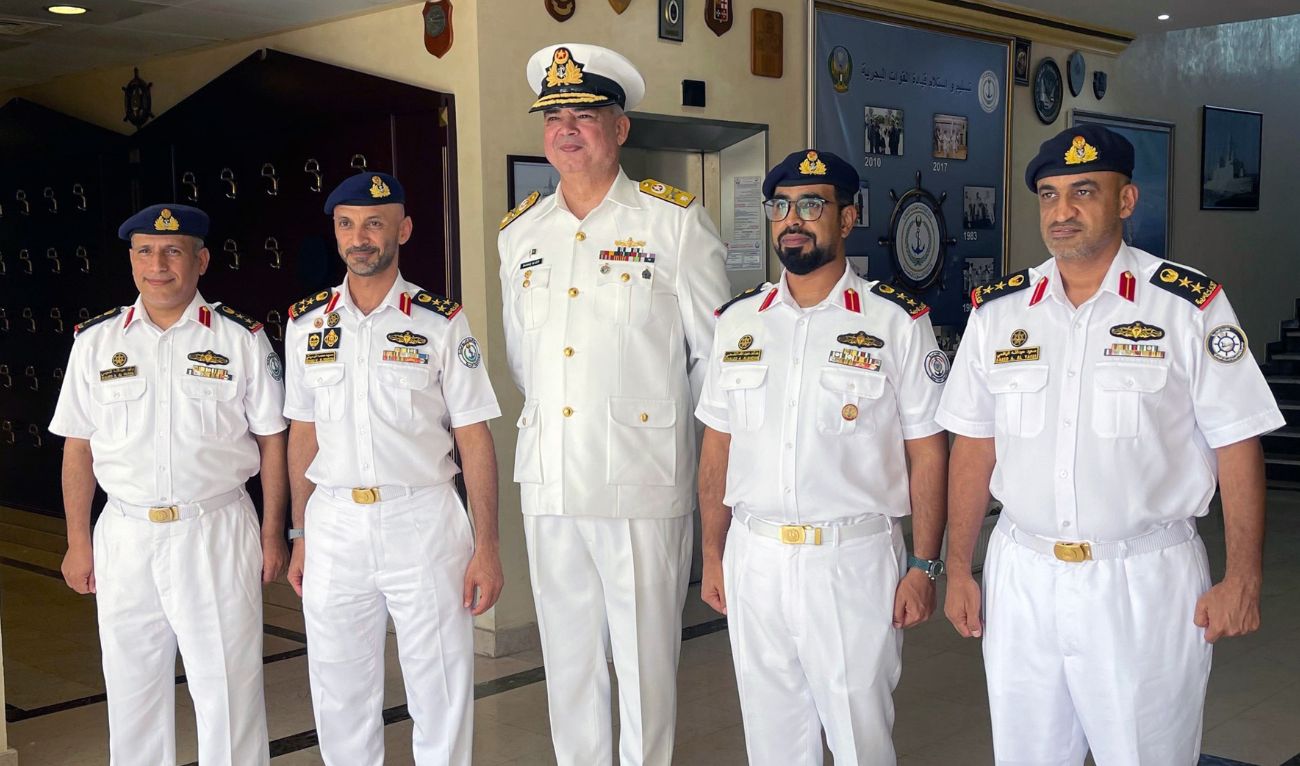 The group photo shows Pakistan and UAE navy staff during Pakistan navy team's visit to port Mina Zayid in Abu Dhabi, UAE on September 7, 2024. (Photo courtesy: Pakistan Navy)