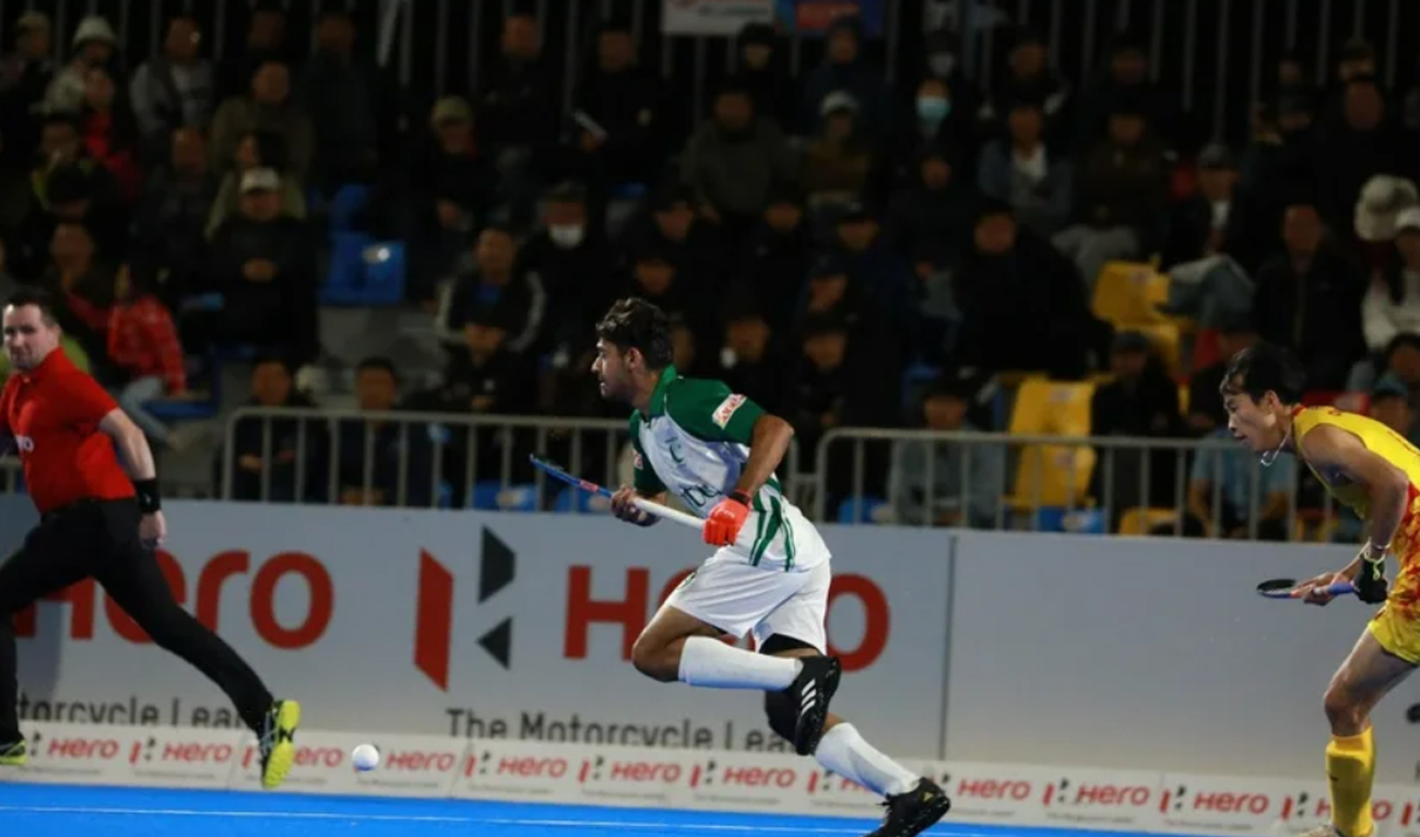 Pakistan’s national hockey player gestures during the Hero Asian Champions Trophy match against China at the Moqi Hockey Training Base in Hulunbuir, China on September 12, 2024. (Photo courtesy: International Hockey Federation)