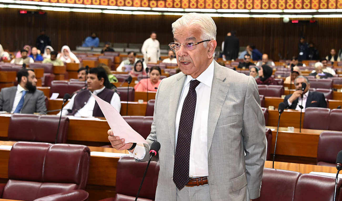 Pakistan Defense Minister Khwaja Asif speaks on the floor of National Assembly of Pakistan in Islamabad on September 20, 2024. (Photo courtesy: Facebook/NA)