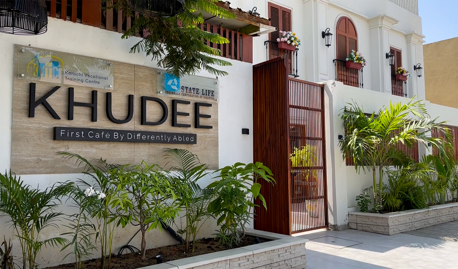 The picture taken on September 21, 2024, shows the exterior view of Café Khudee in Karachi, Pakistan. (AN photo)