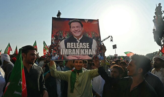 Activists of Pakistan Tehreek-e-Insaf (PTI) party of former country’s prime minister Imran Khan, take part in a public rally on the outskirts of Islamabad on September 8, 2024. (AFP/File)