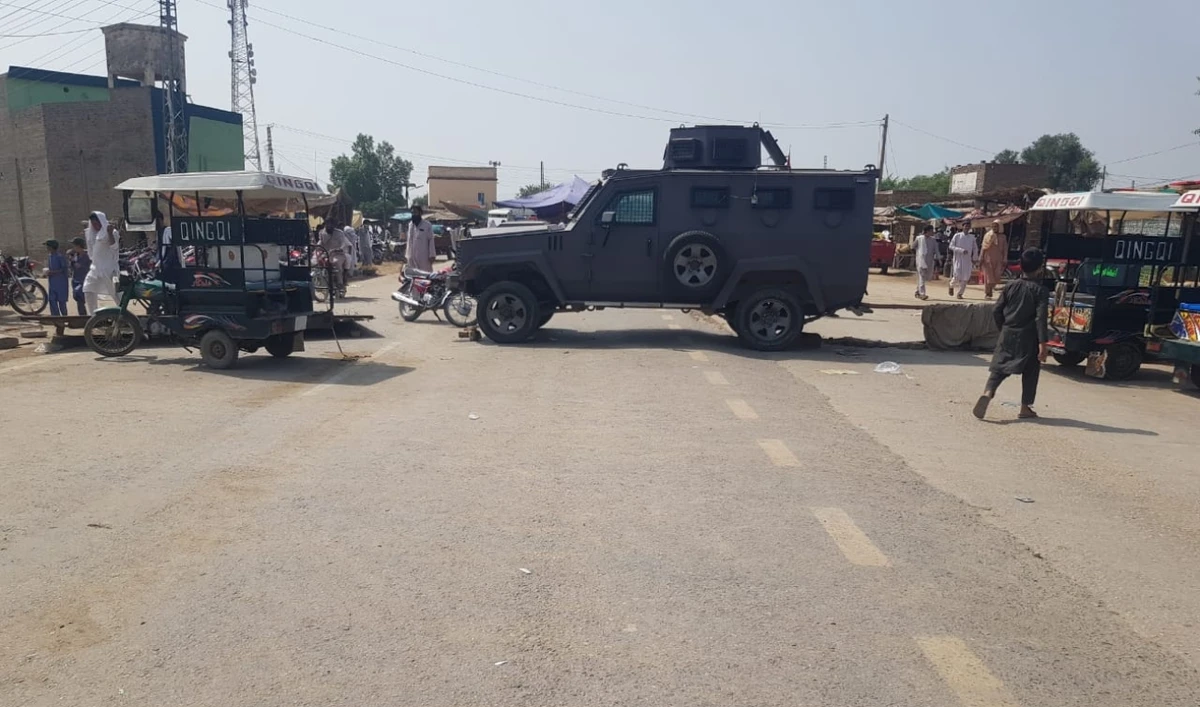 Protestors block road in Pakistan's Lakki Marwat district on September 11, 2024. (Lakki Marwat Police)