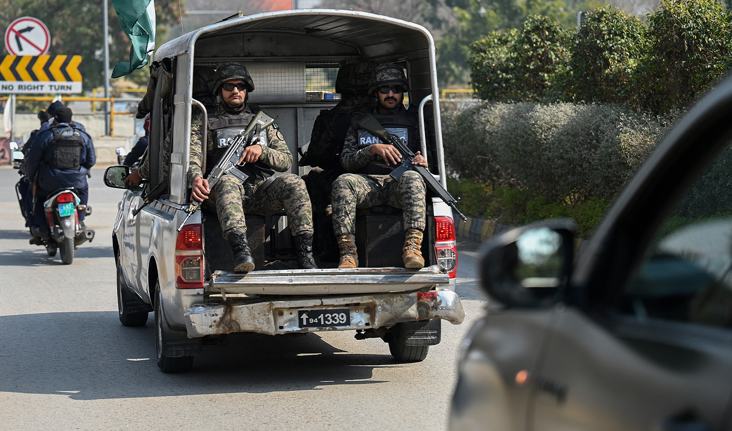 Army personnel patrol along a road ahead of the upcoming general elections in Islamabad on February 5, 2024. (AFP/File)