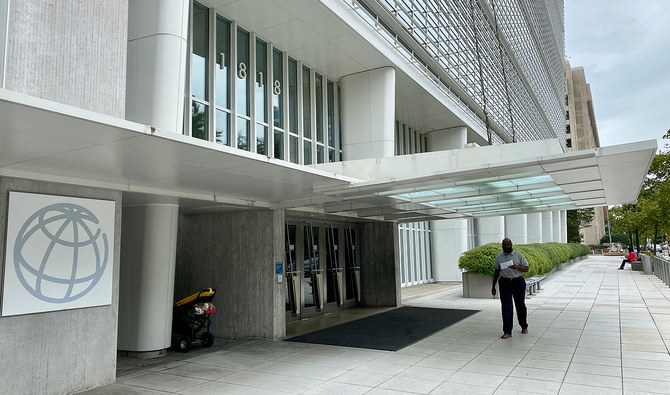 A man is walking in front of the World Bank Building in Washington DC on September 25, 2020. (AFP/File)