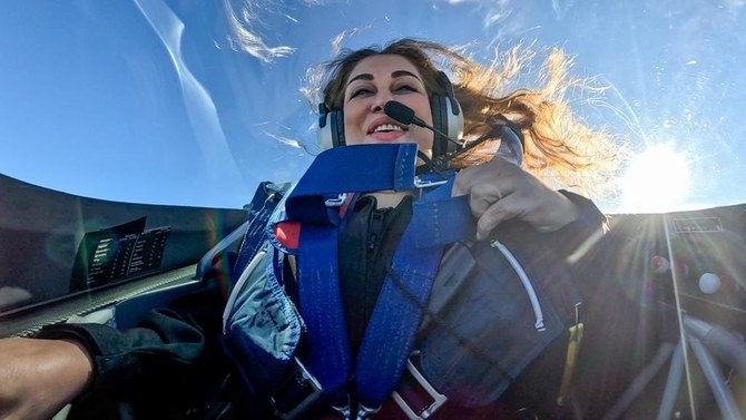 Pakistani adventurer Namira Salim is seen in an aircraft in a photo shared on her social media on October 5, 2023. (Photo courtesy: @namirasalimofficial/Instagram/File)