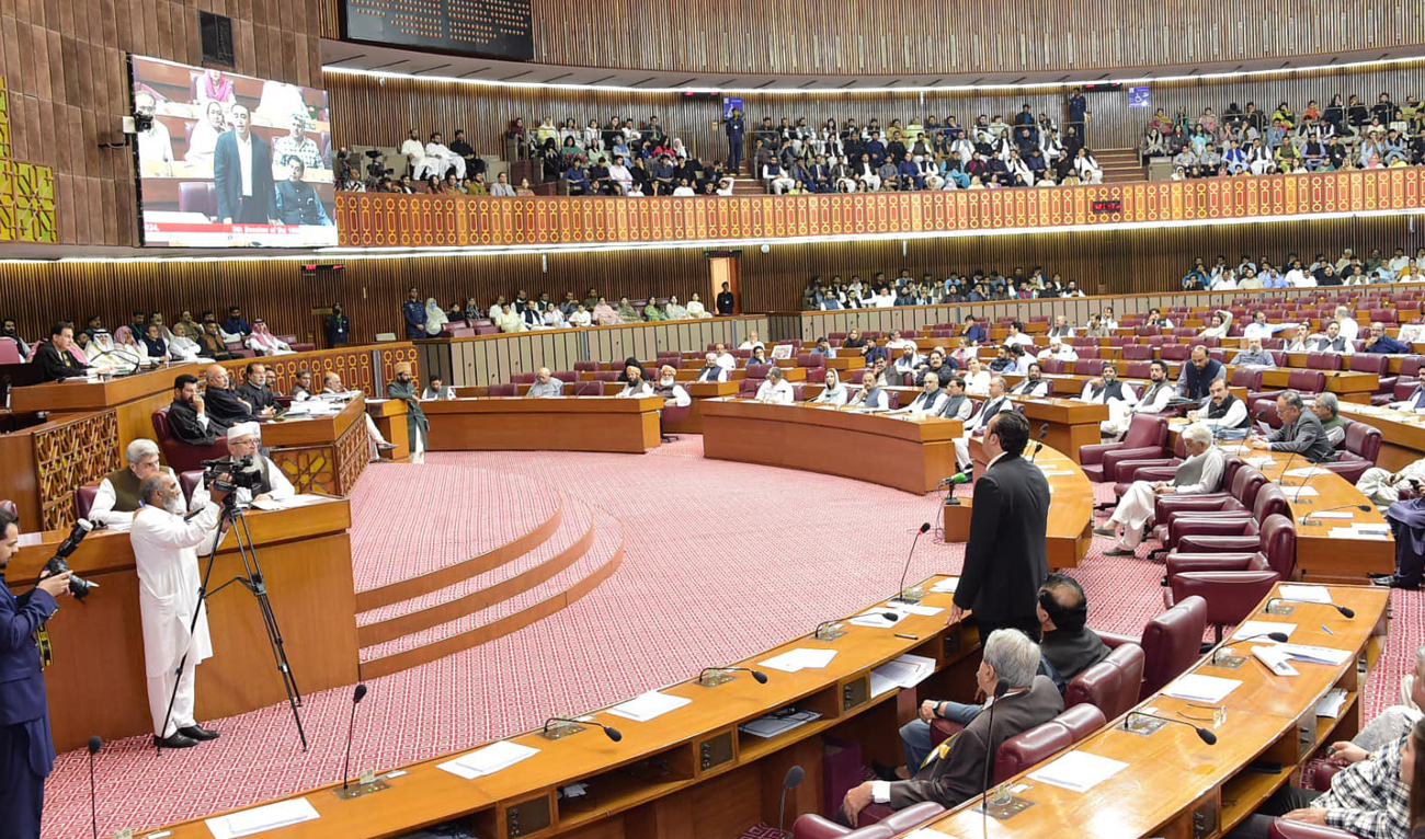 In this file photo, taken and released by the Press Information Department, Pakistani parliamentarians attend the National Assembly meeting in Islamabad on August 9, 2024. (PID/File)