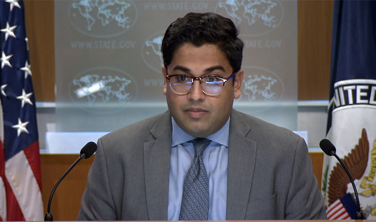 US State Department Principal Deputy Spokesperson Vedant Patel speaks to media during a press briefing in Wahington DC, US, on October 22, 2024. (US State Department)
