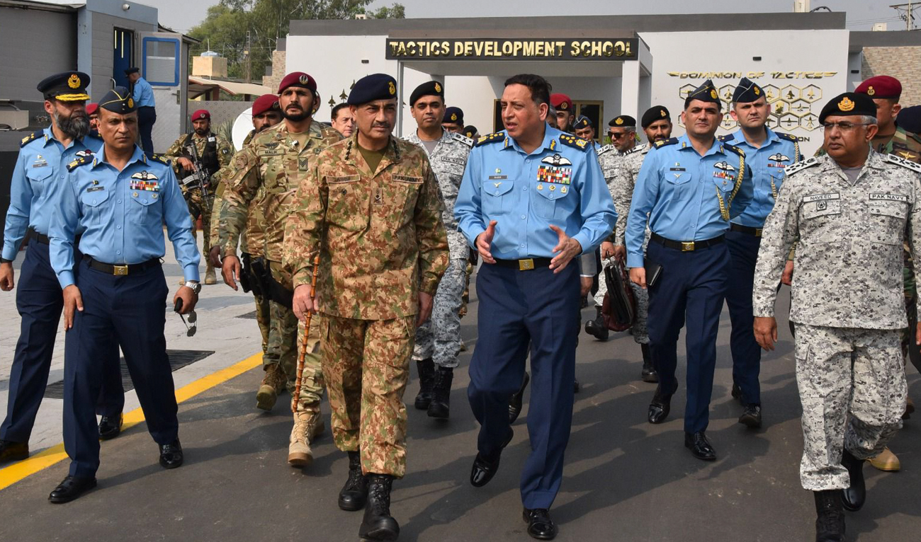 In this handout photograph, taken and released by Pakistan’s Inter-Services Public Relations (ISPR) on October 24, 2024, Pakistan Army Chief General Syed Asim Munir arrives at the Indus Shield-2024 in Rawalpindi. (Photo courtesy: ISPR)