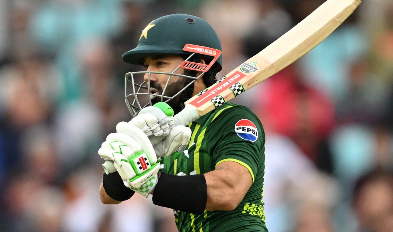 Pakistan's Mohammad Rizwan plays a shot during the fourth T20 international cricket match between England and Pakistan at The Oval, in London on May 30, 2024. (AFP/File)