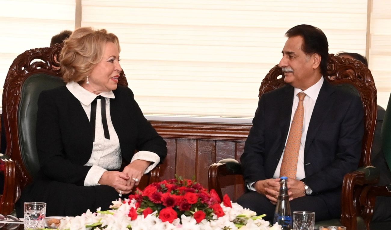 Speaker of the Federation Council of Russian Federal Assembly Valentina Matviyenko meeting with Speaker Pakistan National Assembly, Sardar Ayaz Sadiq, at Parliament House in Islmabad, Pakistan on October 28, 2024. (National Assembly/ website).