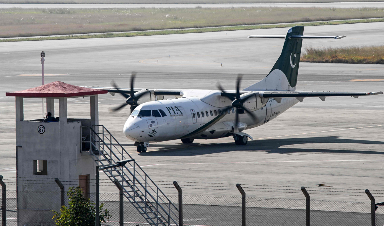 Pakistan International Airlines (PIA) ATR aircraft arrives at the Islamabad International Airport in Islamabad on October 31, 2024. (AFP)