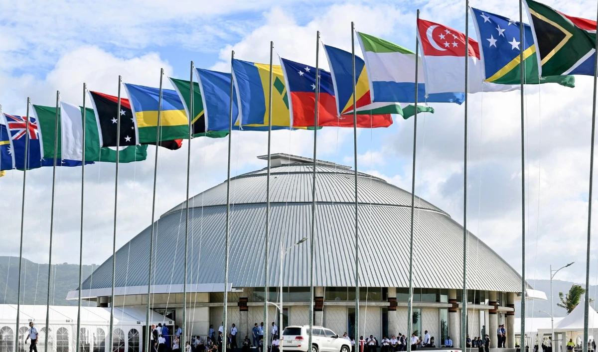 This photo shows a general view of the Parliament of Samoa during the Commonwealth Heads of Government Meeting (CHOGM) in Apia, Samoa, on October 25, 2024. (AFP)