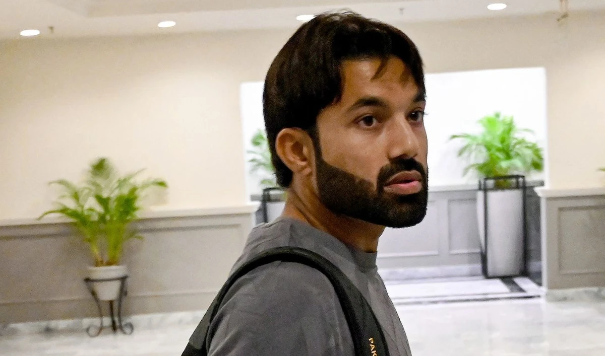 Pakistan's newly appointed white-ball skipper Mohammad Rizwan arrives for a press conference ahead of the cricket team's tour to Australia, in Karachi on October 29, 2024. (AFP)