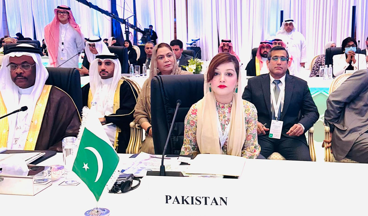 Mushaal Hussein Mullick, former assistant on human rights and women’s empowerment in Pakistan, attends “Women in Islam: Status and Empowerment” in Jeddah, Saudi Arabia, on November 6, 2023. (Mushaal Hussein Mullick/File)
