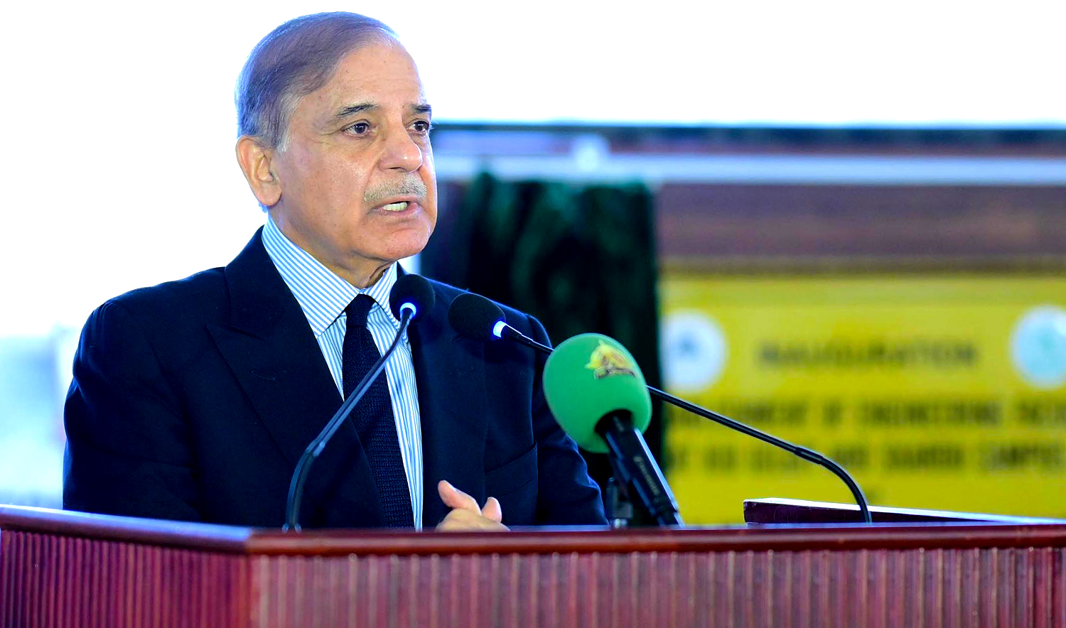 Pakistan Prime Minister Shehbaz Sharif address a ceremony in Gilgit-Baltistan region on November 6, 2024. (PID/File)