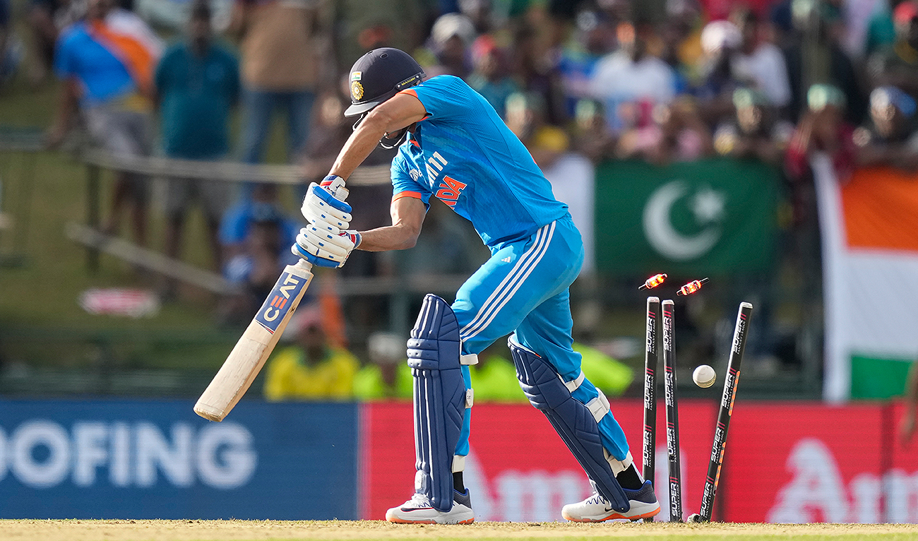 India’s Virat Kohli is clean bowled by Pakistan’s Shaheen Shah Afridi (not pictured) during the Asia Cup 2023 one-day international (ODI) cricket match between India and Pakistan at the Pallekele International Cricket Stadium in Kandy on September 2, 2023. (AP/File)