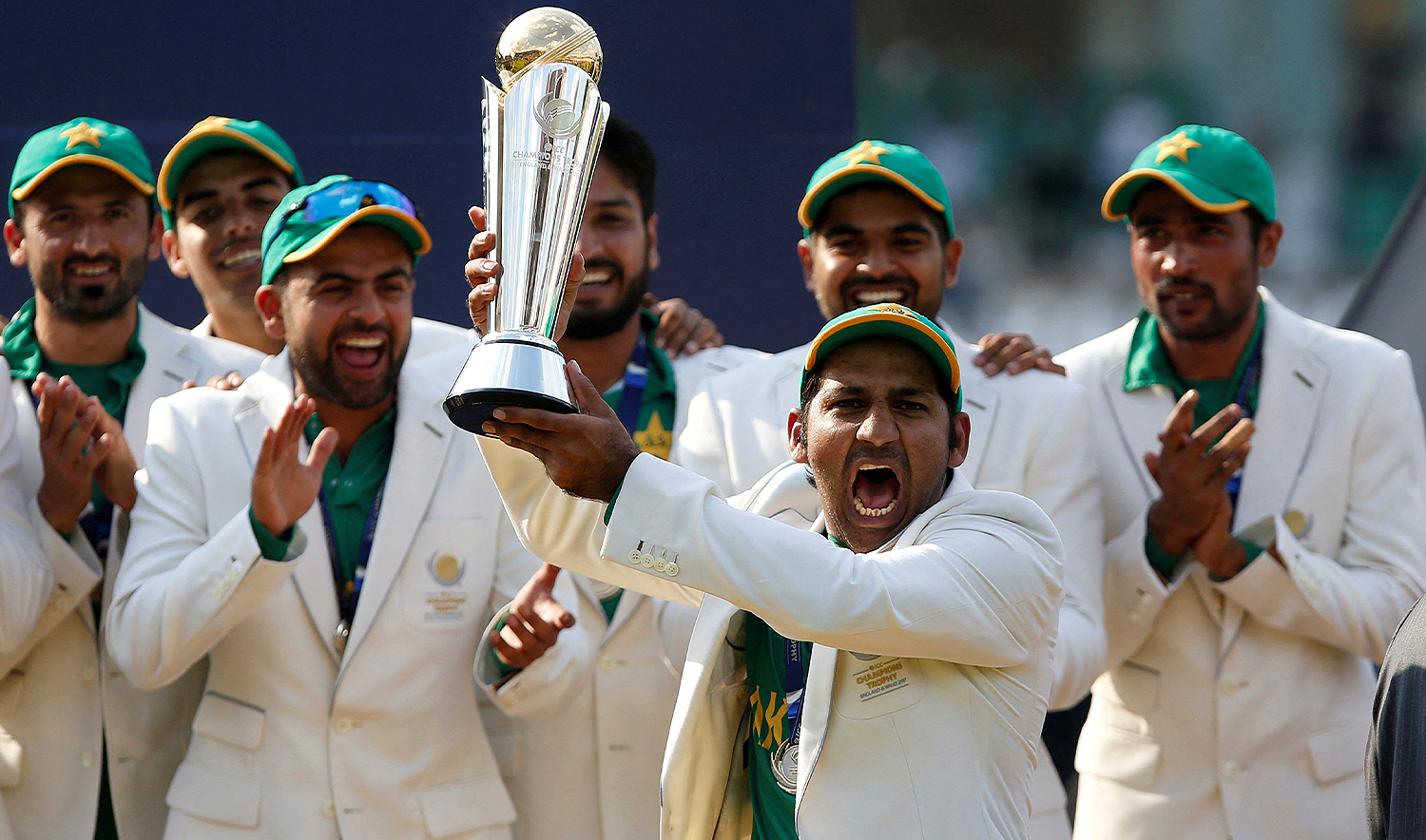 Pakistan celebrate winning the 2017 ICC Champions Trophy Final against India at The Oval cricket ground in the south London on June 18, 2017. (REUTERS/File)