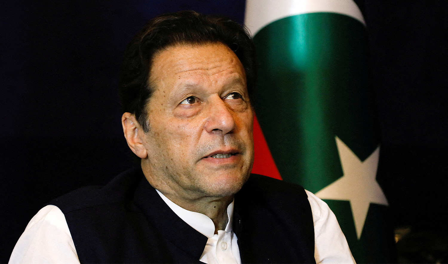 Former Pakistani Prime Minister Imran Khan pauses as he speaks with Reuters during an interview, in Lahore, Pakistan, on March 17, 2023. (REUTERS/File)