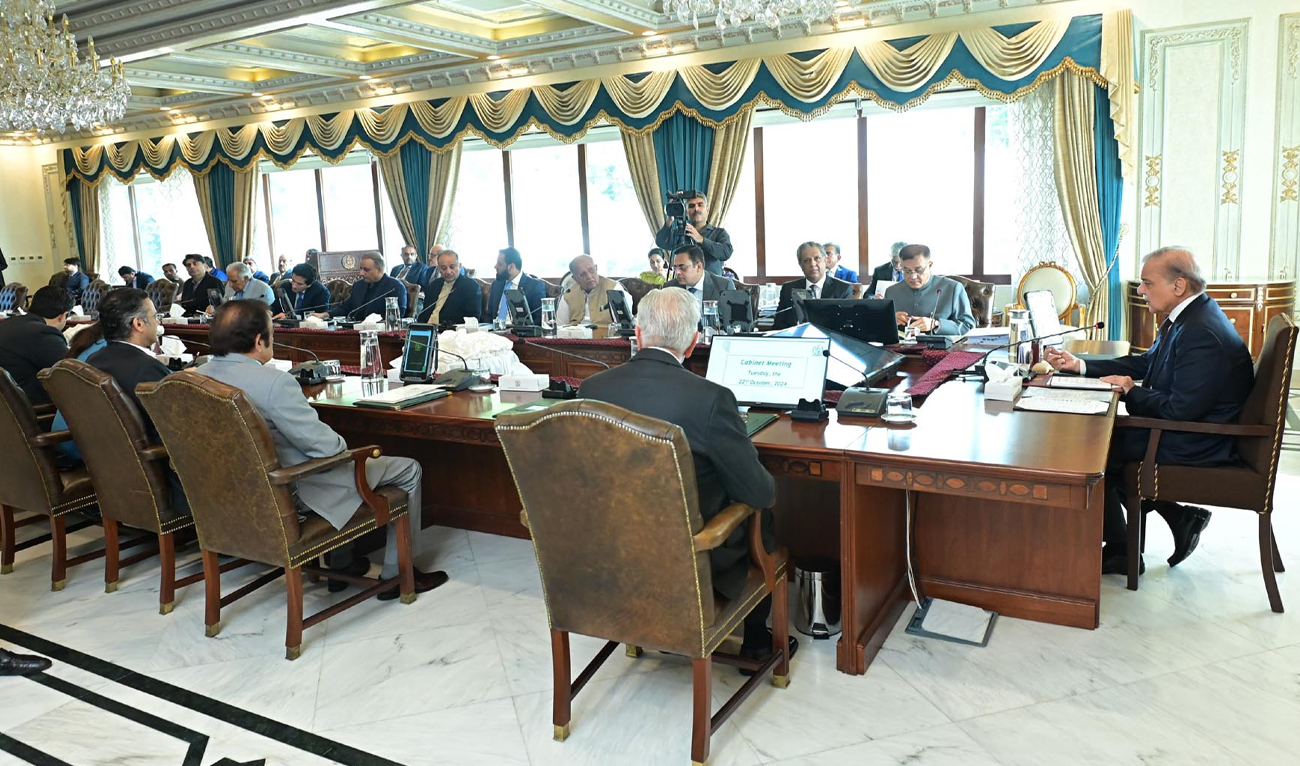 Pakistan’s Prime Minister Shehbaz Sharif chair the meeting of federal cabinet in Islamabad on October 22, 2024. (PMO/File)