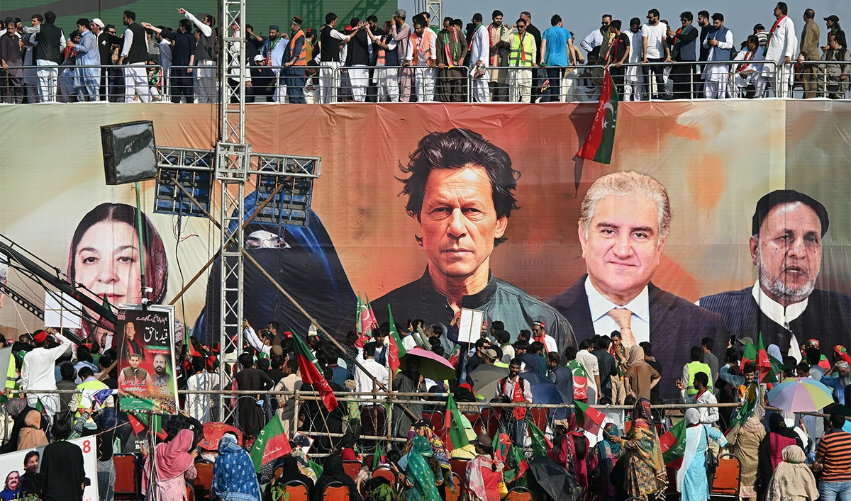 Activists of Pakistan Tehreek-e-Insaf (PTI) party of former country’s prime minister Imran Khan, take part in a public rally on the outskirts of Islamabad on September 8, 2024. (AFP/File)