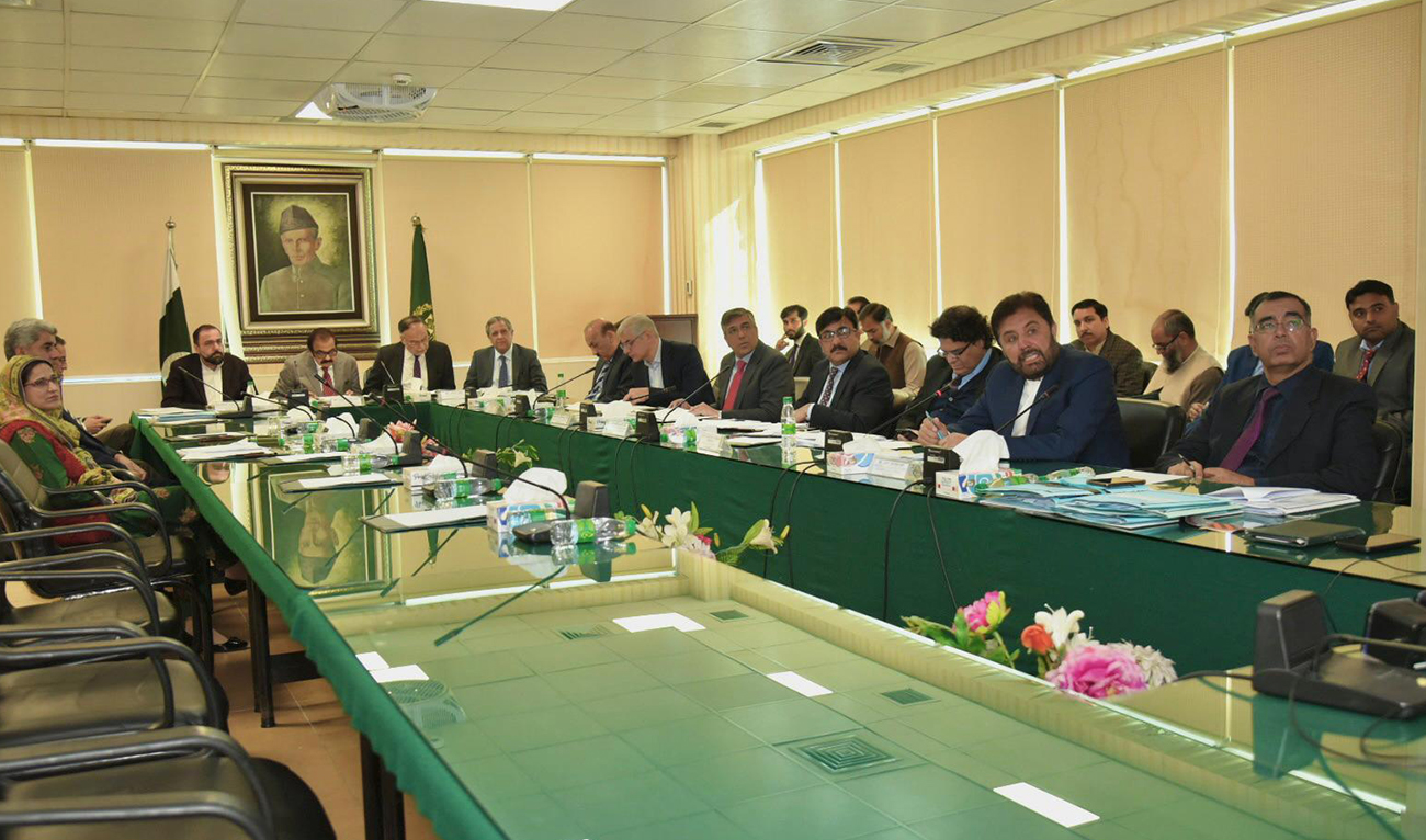 This handout photo, taken and released by Pakistan’s religion ministry, shows a meeting of the ministerial committee at the Ministry of Religious Affairs and Interfaith Harmony in Islamabad on December 4, 2024. (Photo courtesy: MORA)