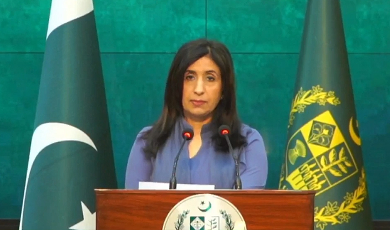 The screengrab taken from a video posted by Pakistan’s foreign office shows Pakistan’s foreign office spokesperson Mumtaz Zahra Baloch addressing a weekly press briefing in Islamabad on December 5, 2024. (Photo Courtesy: MOFA/Facebook)