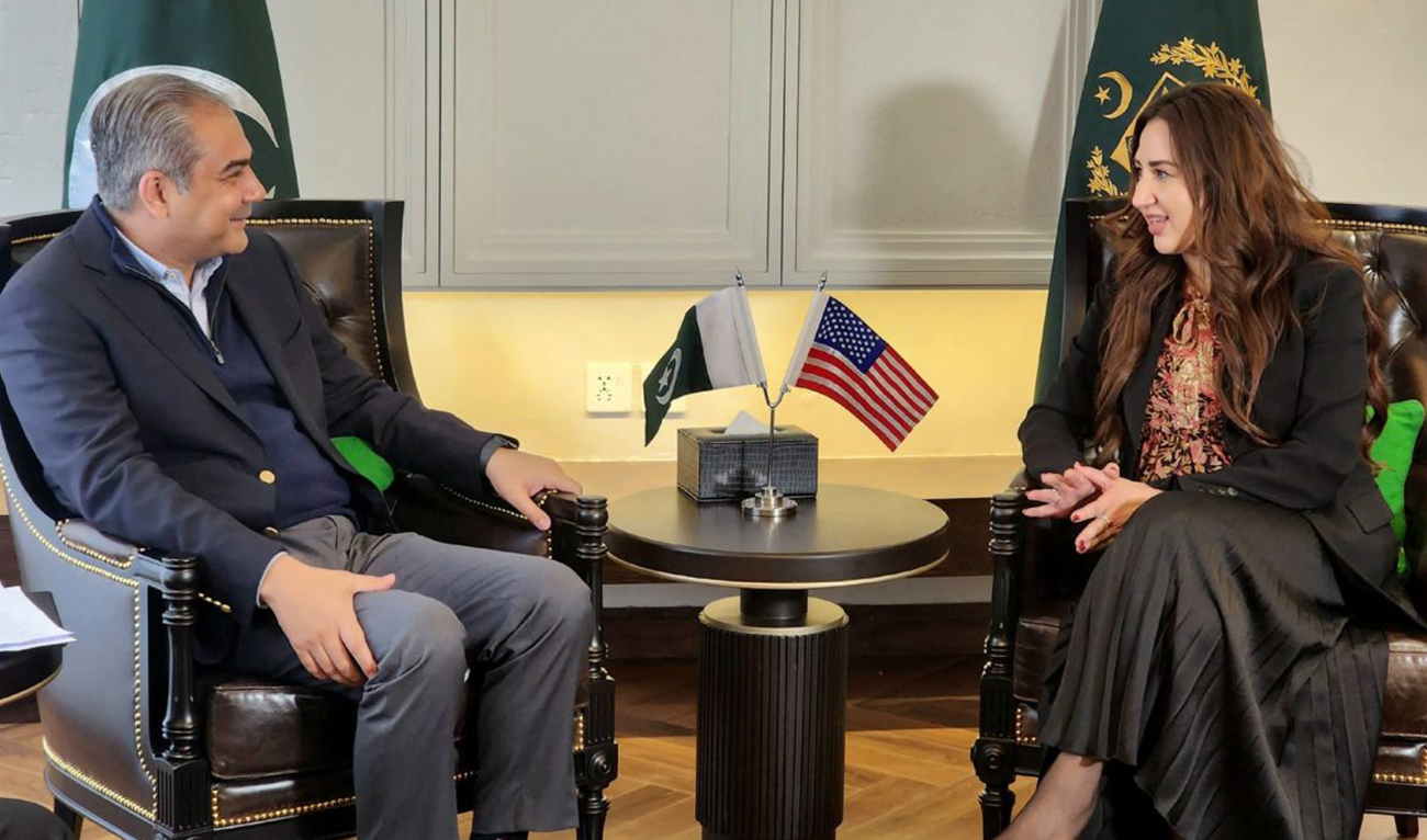 US Deputy Chief of Mission Natalie A. Baker speaks during a meeting with Pakistan Interior Minister Mohsin Naqvi at the Ministry of Interior in Islamabad on December 10, 2024. (APP)