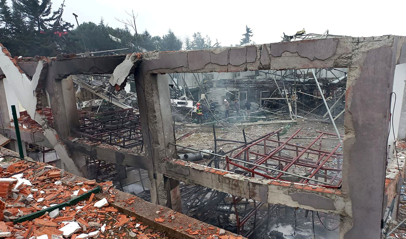 Firefighters work on the scene after a blast at an explosives factory in Balikesir, Turkey on December 24, 2024. (REUTERS)