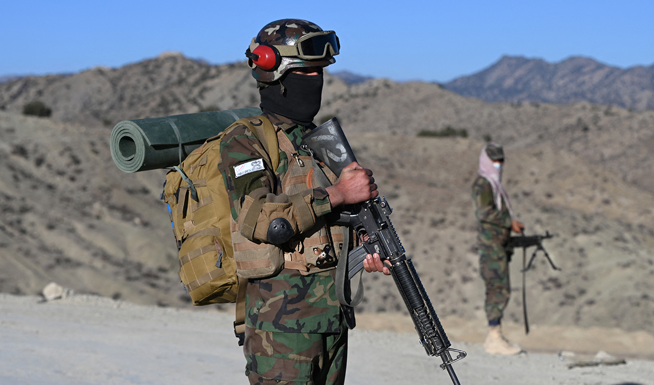 Taliban security personnel stand guard in Sarana of Paktia province, south of Kabul, on December 12, 2024. (AFP/File)