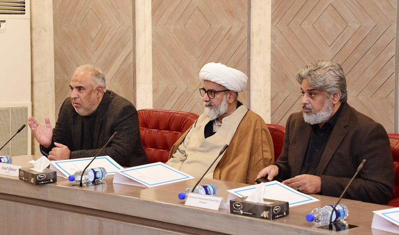 This photo, taken on December 23, 2024, members of Pakistan Tehreek-e-Insaf’s negotiating committee during the meeting with government representatives in Islamabad/ (Photo courtesy: @NAofPakistan/X)