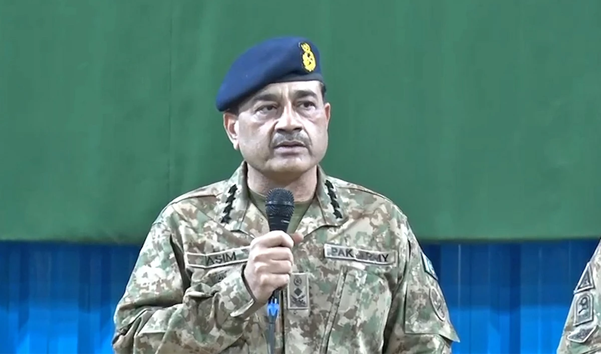 Pakistan’s army chief, General Asim Munir, speaks to officers and troops during his visit to Wana in South Waziristan on December 22, 2024. (ISPR)