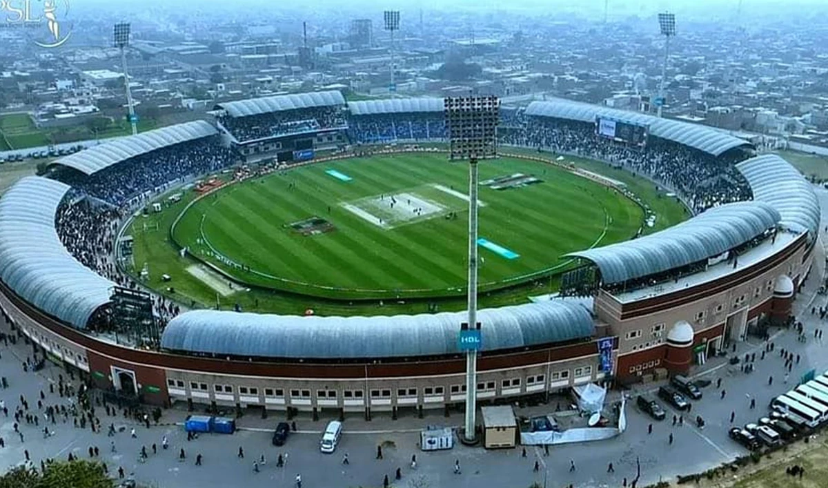 This screebgrab, taken from a handout video released by Pakistan Cricket Board on February 22, 2023, shows a generic video of Multan Cricket Stadium during a Pakistan Super League match between Multan Sultans and Karachi Kings in Multan. (PCB/File)