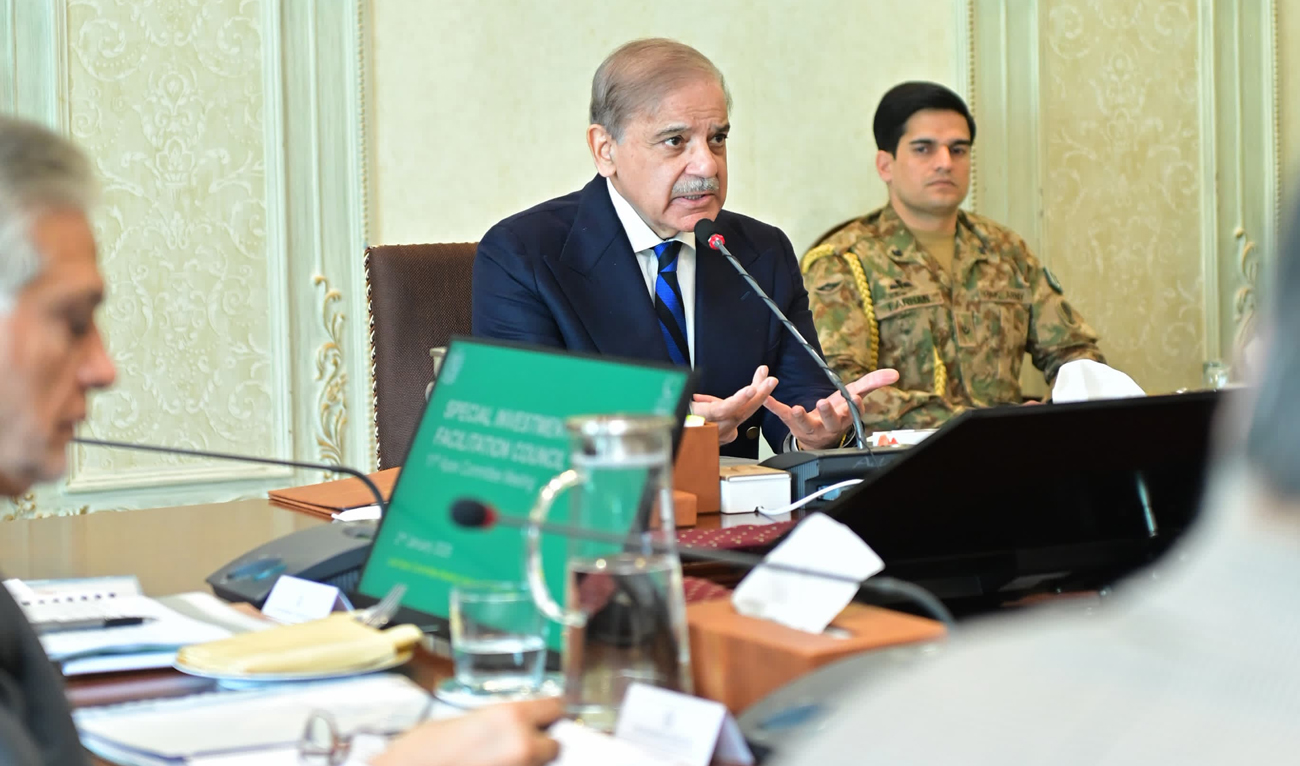 Pakistan Prime Minister Shehbaz Sharif speaks during the meeting of the Apex Committee of Special Investment Facilitation Council in Islamabad on January 2, 2025. (Photo courtesy: PMO)
