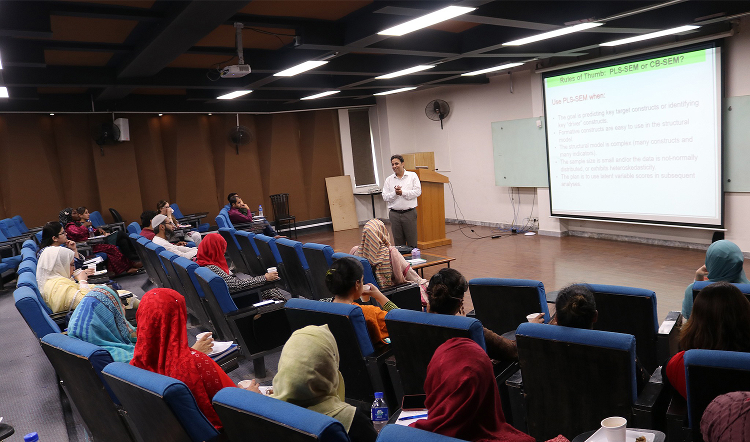 Students attend a lecture at University of Lahore in Lahore, Pakistan, on September 13, 2023. (University of Lahore/File)