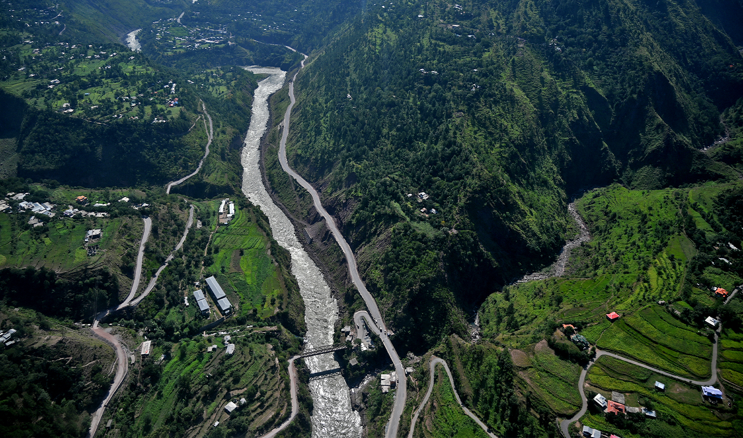 A general aerial view of the Neelum Jhelum river near Muzaffarabad in Pakistan-administered Kashmir on August 29, 2019. (AFP/File)