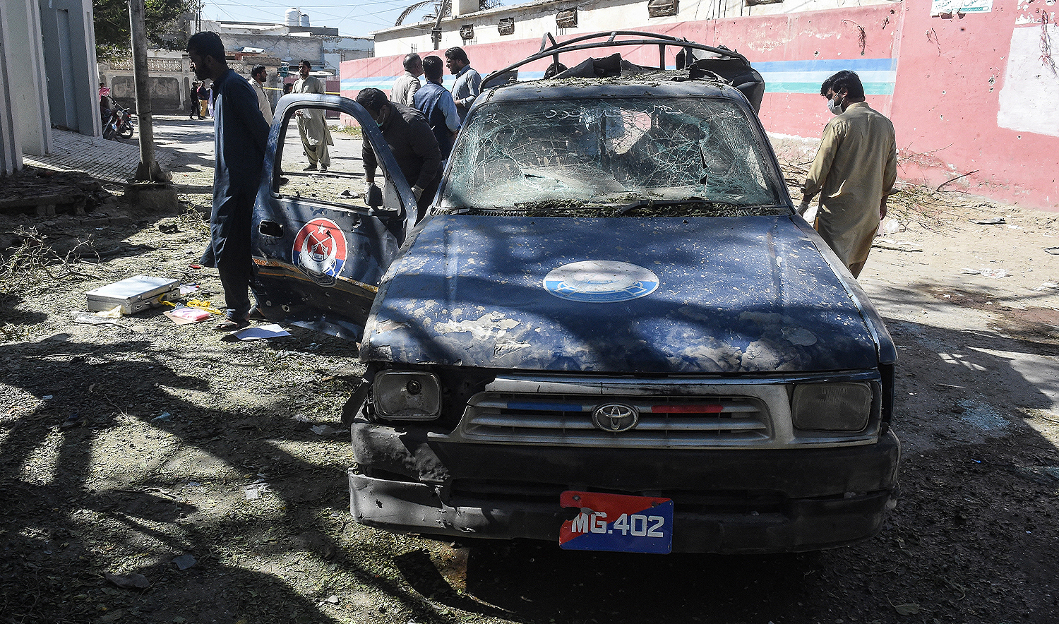 Security personnel inspect the blast sit in the city of Mastung in Balochistan province on November 1, 2024. (AFP/File)