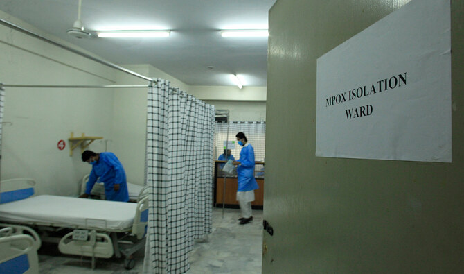 Paramedical staff prepare an isolation ward set up as a preventative measure following Pakistan's health ministry has confirmed a case of mpox in the Khyber Pakhtunkhwa province, at a hospital in Peshawar on August 19, 2024. (AP/File)