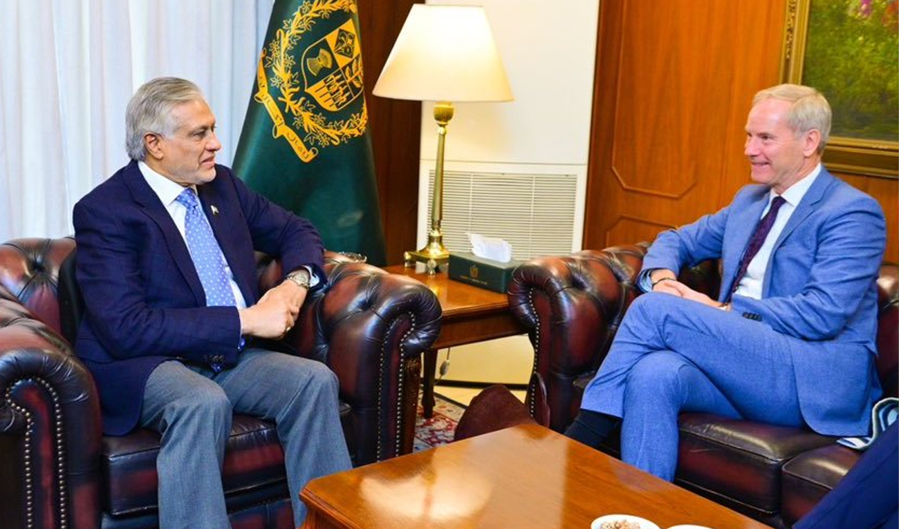 Ambassador Olof Skoog, EU Special Representative for Human Rights (EUSR) meets Pakistan’s Foreign Minister Ishaq Dar (left) in Islamabad, Pakistan, on January 28, 2025. (MOFA/File)