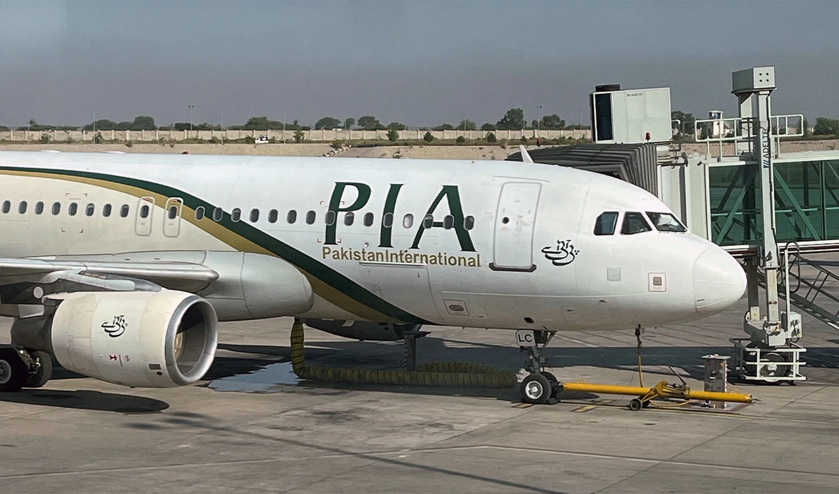 View of the Pakistan International Airlines (PIA) passenger plane, taken through a glass panel, at Islamabad International Airport, Pakistan October 3, 2023. (REUTERS/File)