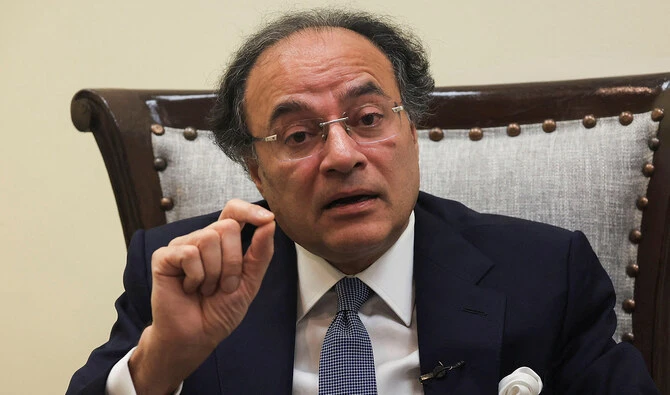 In this file photo, taken on July 19, 2024, Pakistan Finance Minister Muhammad Aurangzeb speaks during an interview with Reuters at his office in Islamabad, Pakistan. (REUTERS/File)
