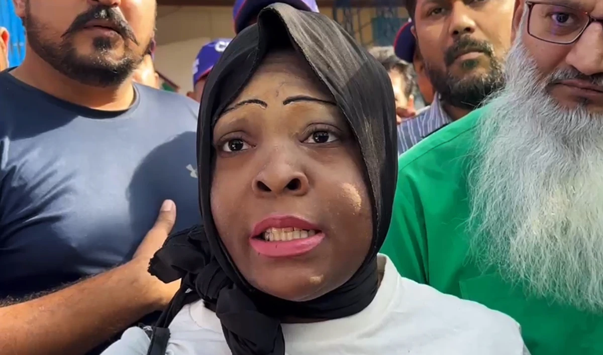 The screengrab taken from a video shows, Onijah Andrew Robinson speaks to the media in Karachi, Pakistan, on January 21, 2025. (AN)